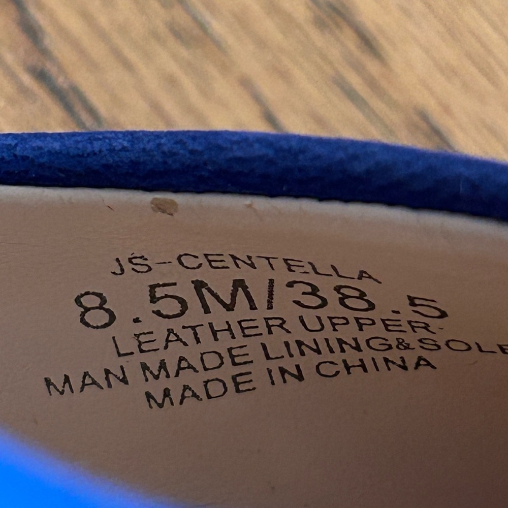 Jessica Simpson Bright Blue/Periwinkle Leather Tassel Bow 4 1/4” Heels Size 8.5 - Picture 9 of 13